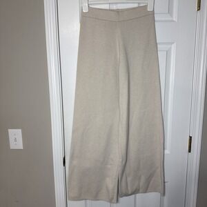 Oatmeal Knit Palazzo Pants Small 26" Waist Soft Girl Aesthetic Cozy Luxe